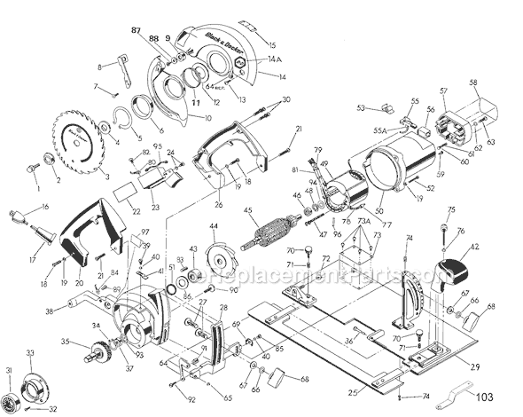 Page A Diagram and Parts List for 3047-09 Type 3 Black and Decker Circular Saw